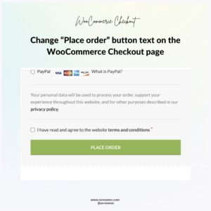 Change “Place order” button text on WooCommerce Checkout page
